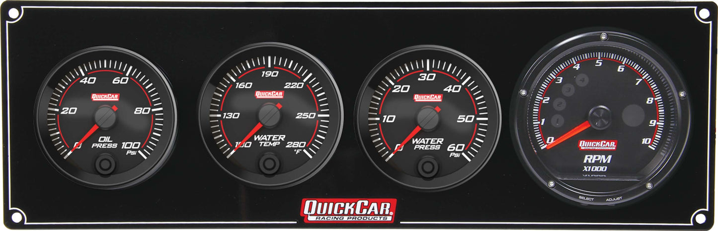 Gauge Panel Assembly - Redline - Oil Pressure / Water Temperature / Water Pressure / Recall Tachometer - 3 in / 2-5/8 in Diameter - Black Face - Kit