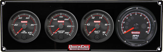 Gauge Panel Assembly - Redline - Oil Pressure / Water Temperature / Volt / Recall Tachometer - 3 in / 2-5/8 in Diameter - Black Face - Kit