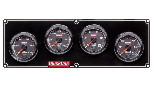 Gauge Panel Assembly - Redline - Fuel Pressure / Oil Pressure / Water Temperature / Water Pressure - 2-5/8 in Diameter - Black Face - Kit