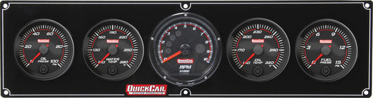 Gauge Panel Assembly - Redline - Fuel Pressure / Oil Pressure / Oil Temperature / Recall Tachometer / Water Temperature - 3 in / 2-5/8 in Diameter - Black Face - Kit