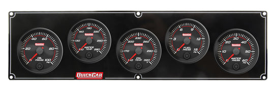 Gauge Panel Assembly - Redline - Fuel Pressure / Oil Pressure / Oil Temperature / Water Pressure / Water Temperature - 2-5/8 in Diameter - Black Face - Kit