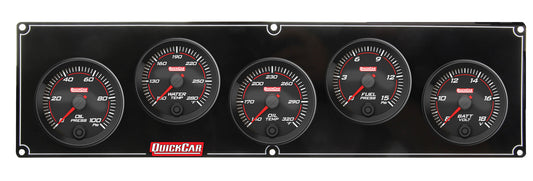 Gauge Panel Assembly - Redline - Fuel Pressure / Oil Pressure / Oil Temperature / Volt Meter / Water Temperature - 2-5/8 in Diameter - Black Face - Kit