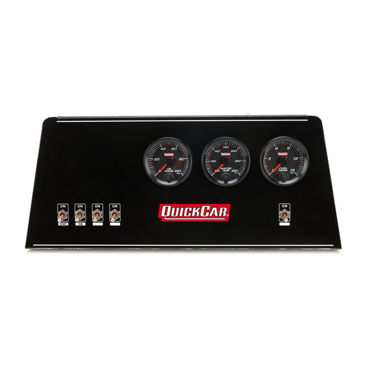 Gauge Panel Assembly - Redline - Single Ignition - Fuel Pressure / Oil Pressure / Water Temperature - 2-5/8 in Diameter - Black Face - Kit