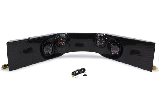 Gauge Panel Assembly - Redline - Fuel Pressure / Oil Pressure / Oil Temperature / Water Temperature - Carbon Fiber Panel - 2-5/8 in Diameter - Black Face - Kit