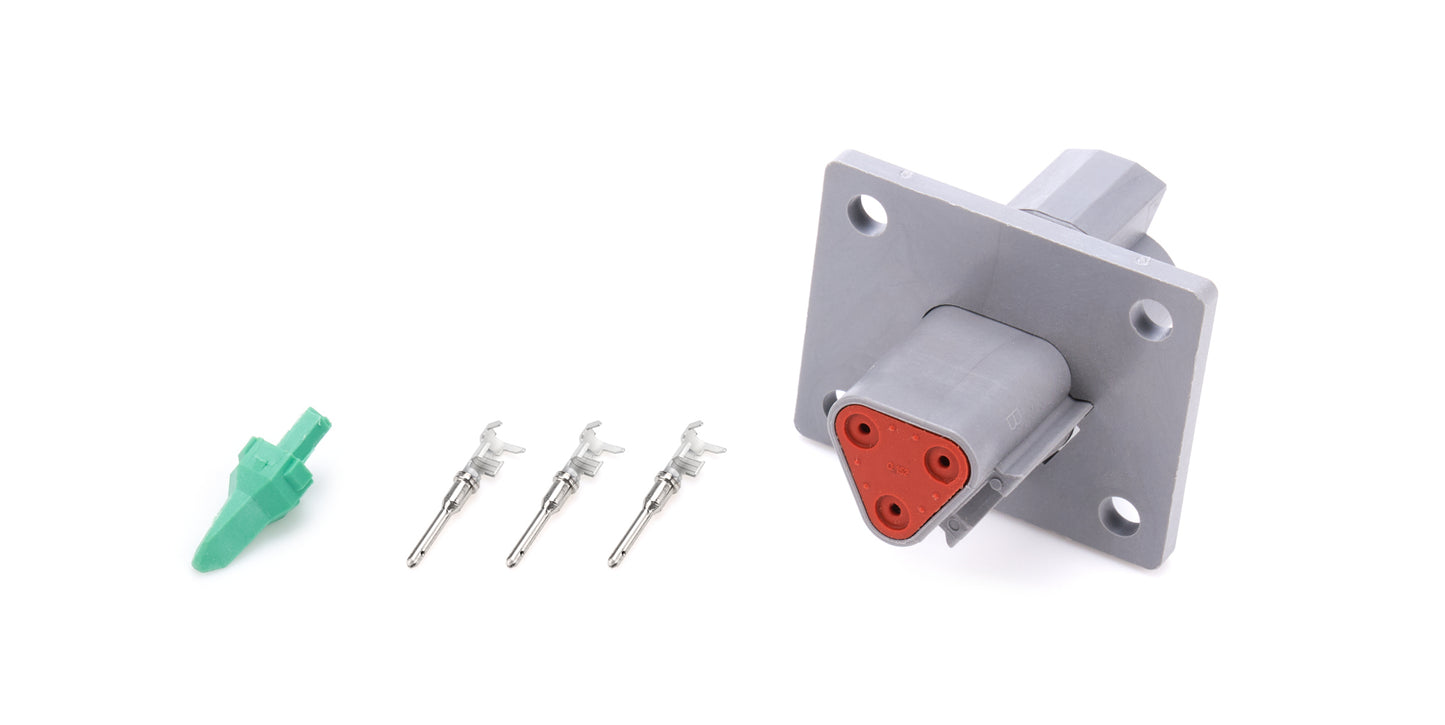 Electrical Connector - Deutsch Connector - Male - 3 Pin - Flange / Housing / Pins / Wedge Locks - Each