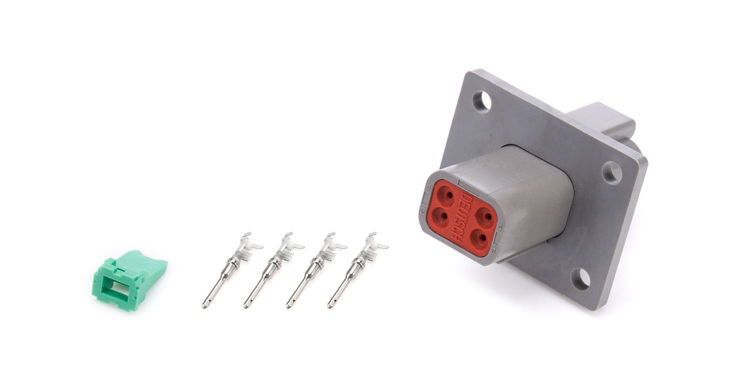 Electrical Connector - Deutsch Connector - Male - 4 Pin - Flange / Housing / Pins / Wedge Locks - Each