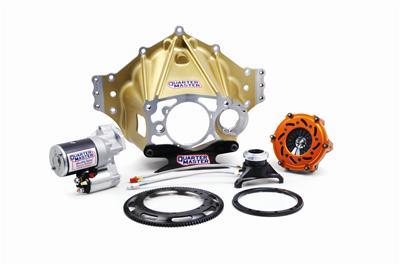 Bellhousing - Dual Disc - Bellhousing / Flywheel / Hardware / Starter - Reverse Mount - Aluminum - V-Drive 5.5 in Clutch - Small Block Chevy - Kit