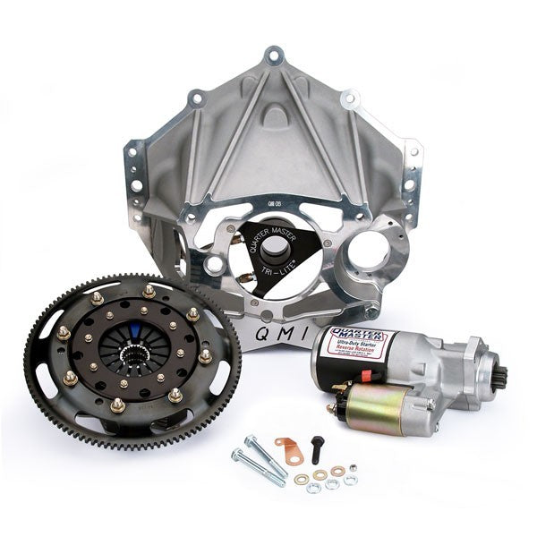 Bellhousing - Triple Disc - Bellhousing / Flywheel / Hardware / Starter - Reverse Mount - Aluminum - V-Drive 5.5 in Clutch - Small Block Chevy - Kit