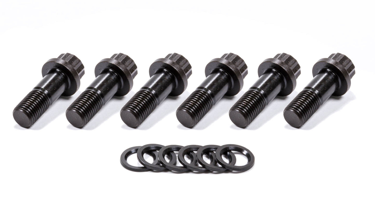 Flywheel Bolt Kit - 7/16-20 in Thread - 1.200 in Long - 12 Point Head - Chromoly - Black Oxide - 6-Bolt Crank - Small Block Chevy - Set of 6