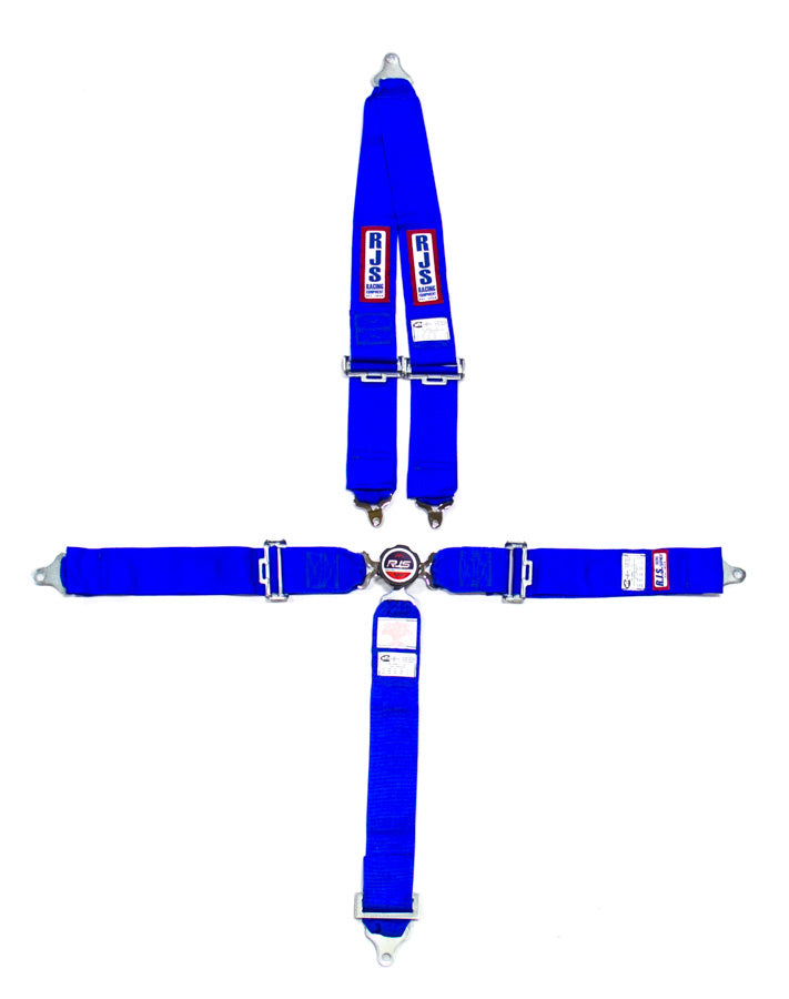 Harness - 5 Point - Camlock - SFI 16.1 - Pull Down Adjust - Bolt-On - V-Type Harness - Blue - Kit