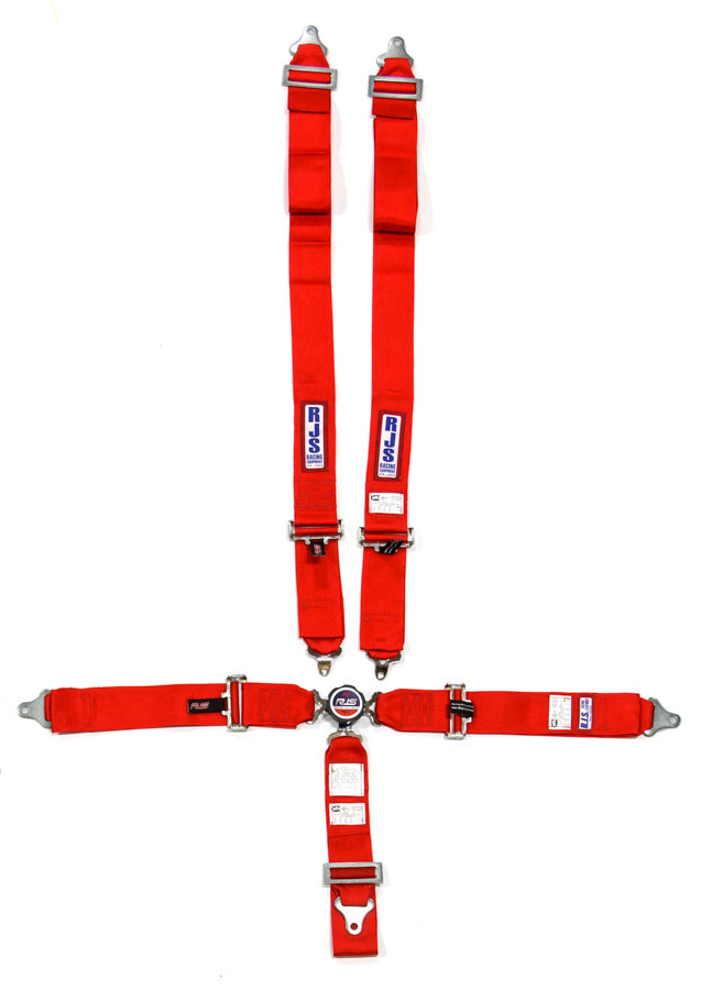 Harness - 5 Point - Camlock - SFI 16.1 - Pull Down Adjust - Bolt-On / Wrap Around - Individual Harness - Red - Kit