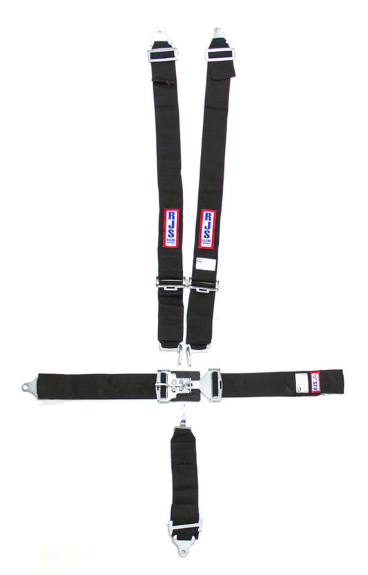 Harness - 5 Point - Latch and Link - SFI 16.1 - 64 in Length - Pull Down Adjust - Bolt-On / Wrap Around - Individual Harness - Black - Kit