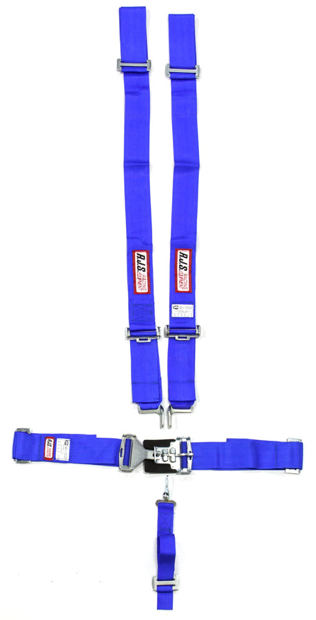 Harness - 5 Point - Latch and Link - SFI 16.1 - 64 in Length - Pull Down Adjust - Complete Wrap Around - Individual Harness - Blue - Kit