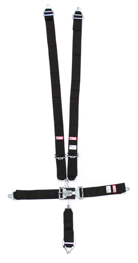 Harness - 5 Point - Latch and Link - SFI 16.1 - 64 in Length - Pull Down Adjust - Bolt-On / Wrap Around - Individual Harness - Black - Kit