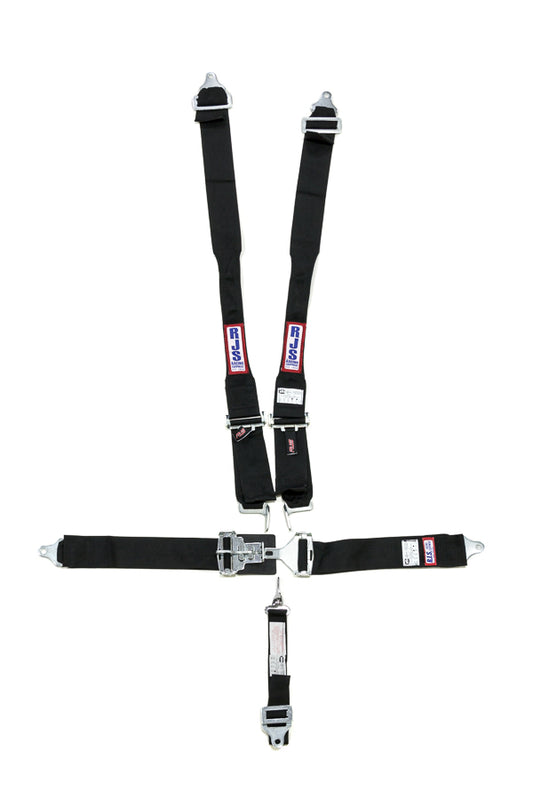 Harness - 5 Point - Latch and Link - SFI 16.1 - 38 in Length - Pull Down Adjust - Bolt-On / Wrap Around - Individual Harness - Black - Kit
