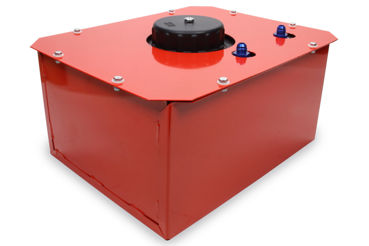 Fuel Cell and Can - Classic Oval / Road Race - 8 gal - 17 in Wide x 13 in Deep x 9 in Tall - 8 AN Male Outlet - 6 AN Male Vent - Foam - Steel - Red Powder Coat - Each