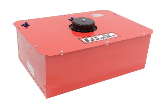 Fuel Cell and Can - Classic Oval / Road Race - 15 gal - 25.5 in Wide x 17.5 in Deep x 9.5 in Tall - 8 AN Male Outlet - 6 AN Male Vent - Foam - Steel - Red Powder Coat - Each