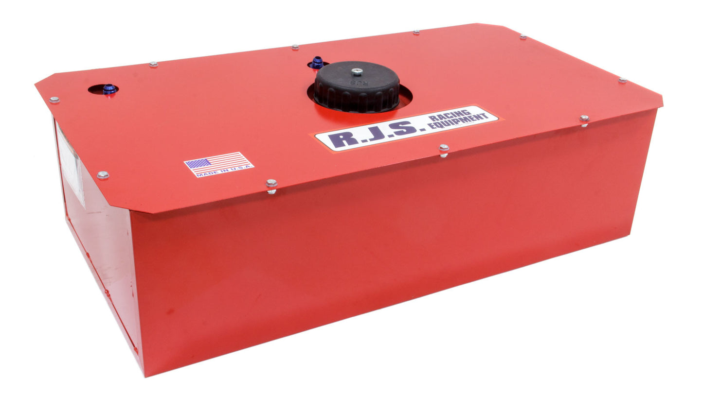 Fuel Cell and Can - Classic Oval / Road Race - 22 gal - 33 in Wide x 17.25 in Deep x 9.5 in Tall - 8 AN Male Outlet - 6 AN Male Vent - Foam - Steel - Red Powder Coat - Each