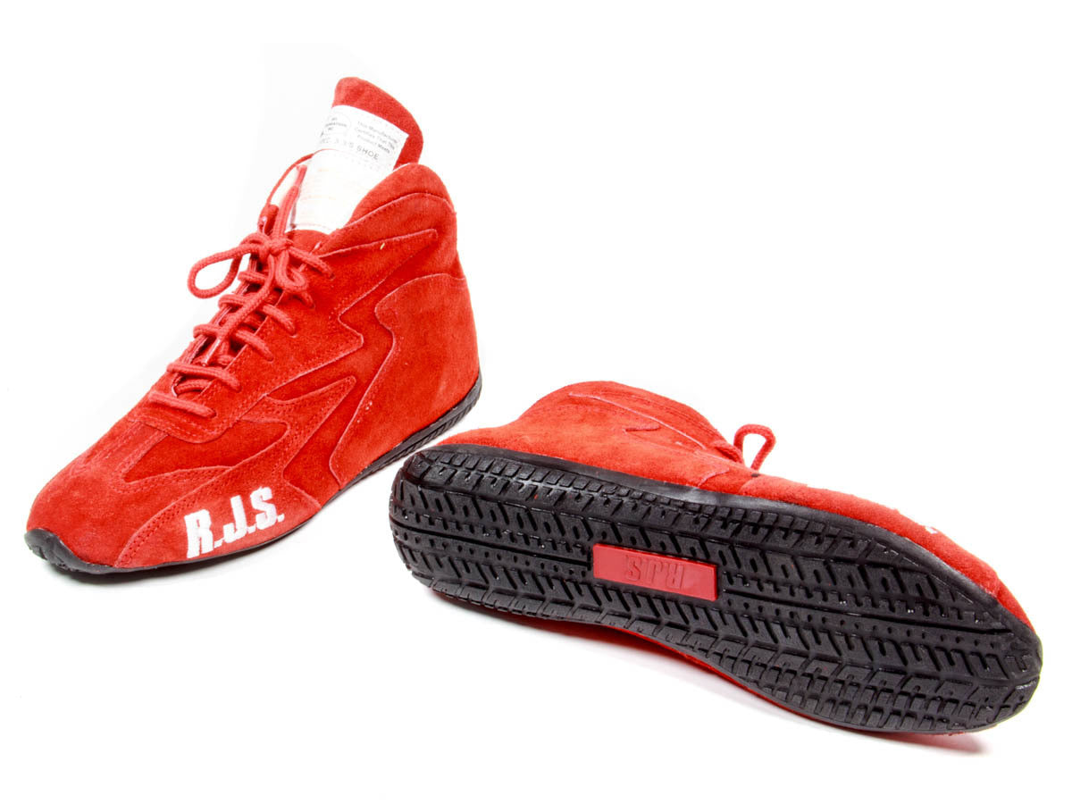 Driving Shoe - Redline Mid Top - Mid-Top - SFI 3.3/5 - Leather Outer - Nomex Inner - Red - 8 Mens / 9.5 Womens - Pair