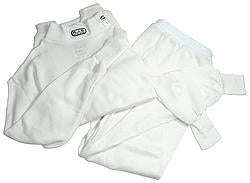 Underwear Set - 2-Piece Bottom / Top - SFI 3.3 - Long Sleeve - Crew Neck - Nomex - White - Large - Each