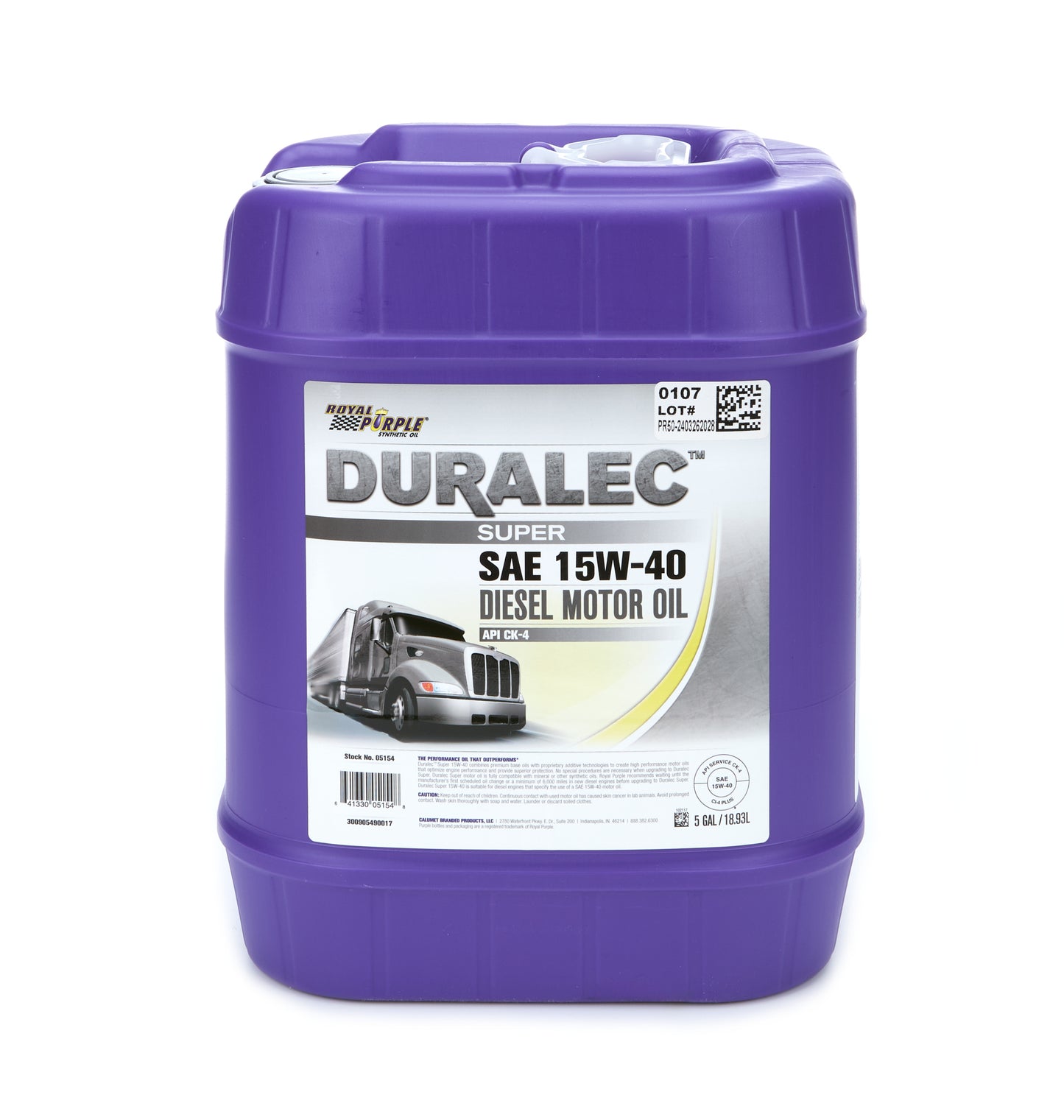Motor Oil - Duralec Diesel - 15W40 - Synthetic - 5 gal Jug - Each