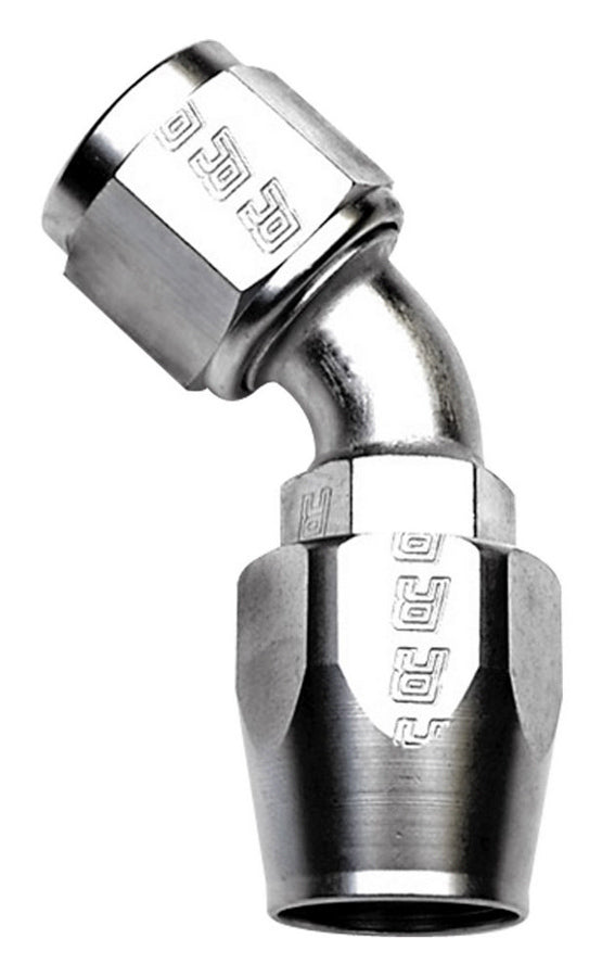 Fitting - Hose End - Full Flow - 45 Degree - 10 AN Hose to 10 AN Female - Aluminum - Nickel Anodized - Each