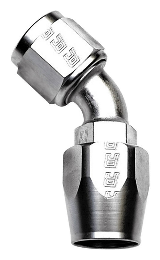 Fitting - Hose End - Full Flow - 45 Degree - 10 AN Hose to 10 AN Female - Aluminum - Nickel Anodized - Each