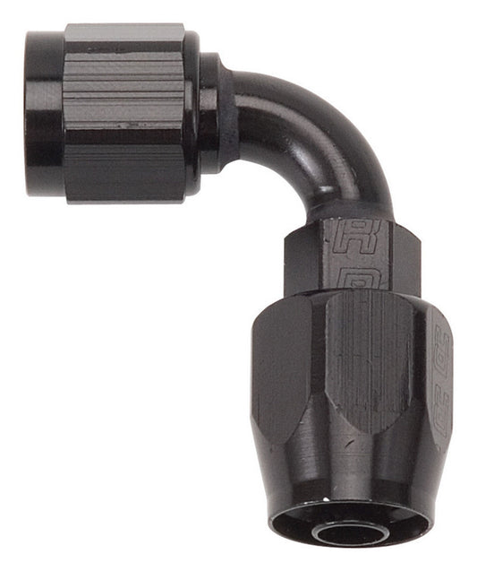 Fitting - Hose End - Full Flow - 90 Degree - 4 AN Hose to 4 AN Female - Aluminum - Black Anodized - Each