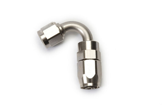 Fitting - Hose End - Full Flow Swivel - 120 Degree - Tight Radius - 6 AN Hose to 6 AN Female Swivel - Aluminum - Nickel Anodized - Each