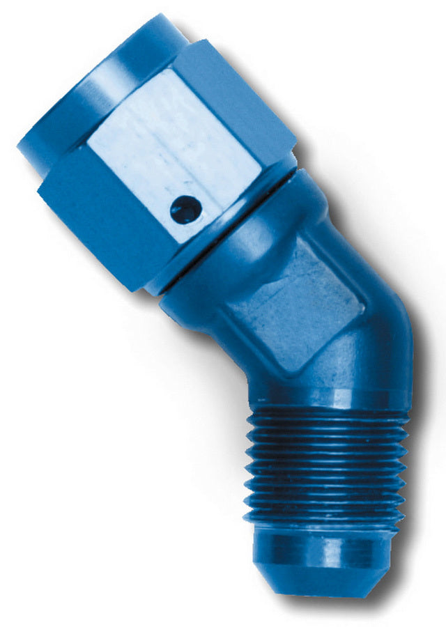 Fitting - Adapter - 45 Degree - 6 AN Female Swivel to 6 AN Male - Low Profile - Aluminum - Blue Anodized - Each