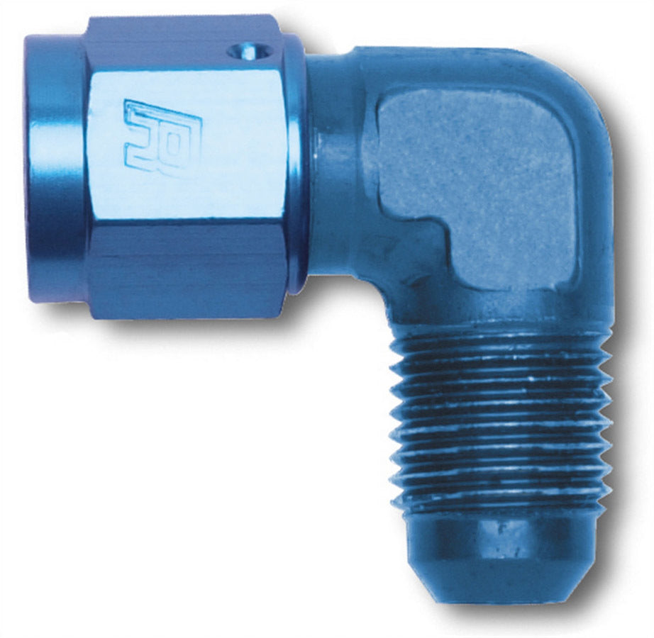 Fitting - Adapter - 90 Degree - 8 AN Female to 8 AN Male - Aluminum - Blue Anodized - Each