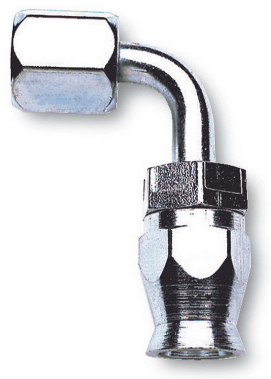 Fitting - Hose End - PowerFlex - 90 Degree - 6 AN Hose to 6 AN Female - Steel - Nickel Anodized - Each
