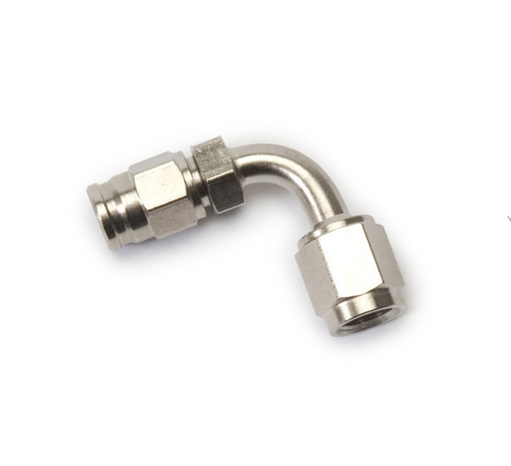 Fitting - Hose End - PowerFlex - 90 Degree - 3 AN Hose to 3 AN Female - Steel - Nickel Anodized - Each