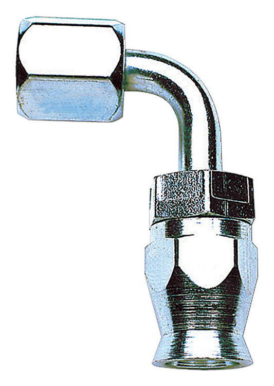Fitting - Hose End - PowerFlex - 90 Degree - 8 AN Hose to 8 AN Female - Steel - Nickel Anodized - Each