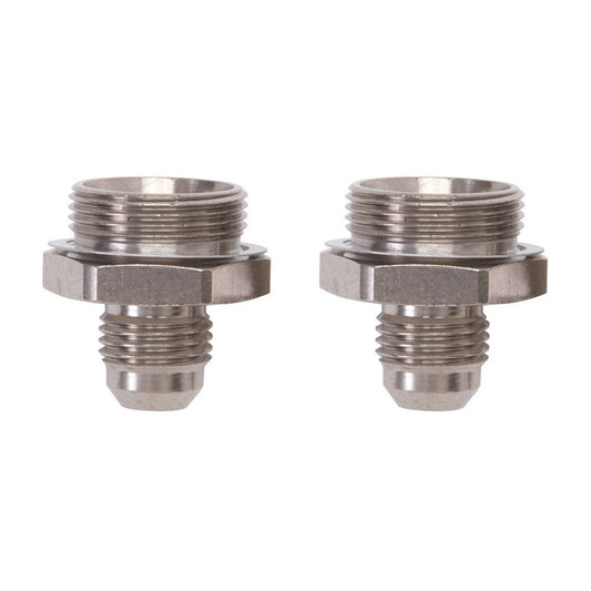 Carburetor Inlet Fitting - Straight - 6 AN Male to 7/8-20 in Male - Aluminum - Nickel Anodized - Holley Carburetors - Pair