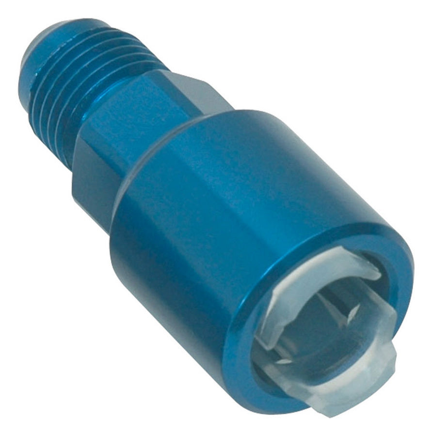 Fitting - Adapter - Straight - 6 AN Male to 5/16 in SAE Female Quick Disconnect - Aluminum - Blue Anodized - Each