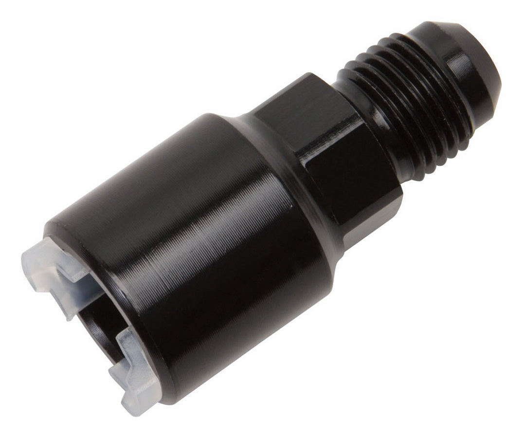 Fitting - Adapter - Straight - 6 AN Male to 5/16 in SAE Female Quick Disconnect - Aluminum - Black Anodized - Each