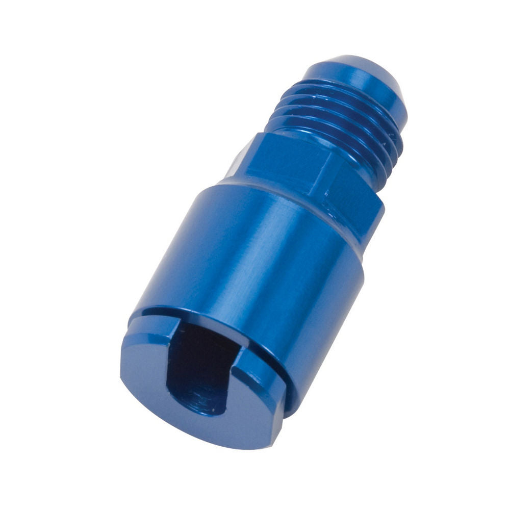 Fitting - Adapter - Straight - 6 AN Male to 1/4 in SAE Female Quick Disconnect - Aluminum - Blue Anodized - Each