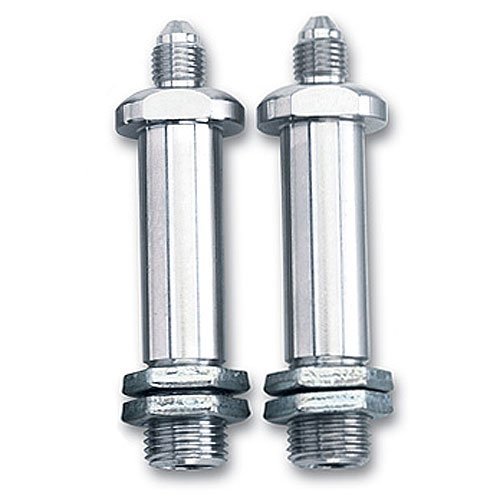 Fitting - Thru The Frame - Adapter - Straight - 3 AN Male to 1/8 in NPT Male - 2 in Long - Jam Nut / Washer - Steel - Natural - Pair