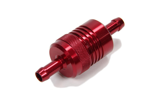 Fuel Filter - Street - In-Line - 40 Micron - Sintered Bronze Element - 5/16 in Hose Barb Inlet - 5/16 in Hose Barb Outlet - Aluminum - Red Anodized - Each