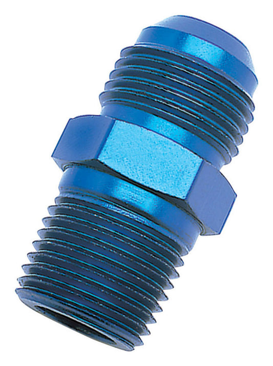 Fitting - Adapter - Straight - 8 AN Male to 3/8 in NPT Male - Aluminum - Blue Anodized - Each