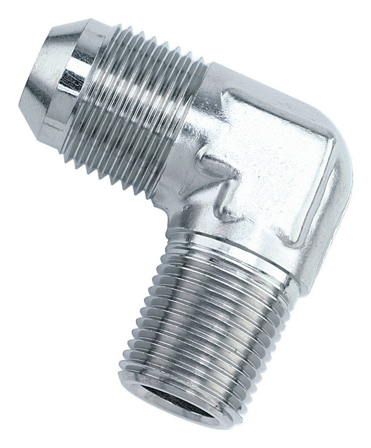 Fitting - Adapter - 90 Degree - 3 AN Male to 1/8 in NPT Male - Stainless - Zinc Oxide - Each