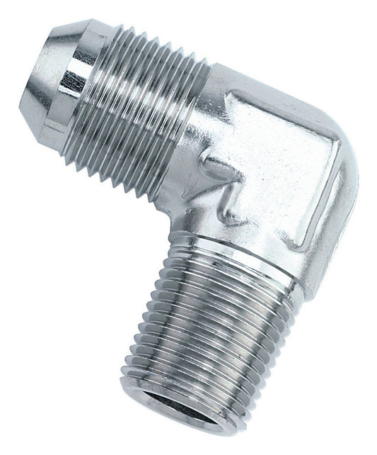 Fitting - Adapter - 90 Degree - 3 AN Male to 1/8 in NPT Male - Stainless - Zinc Oxide - Each