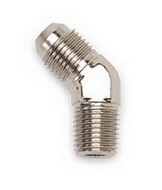 Fitting - Adapter - 45 Degree - 6 AN Male to 1/4 in NPT Male - Aluminum - Nickel Anodized - Each