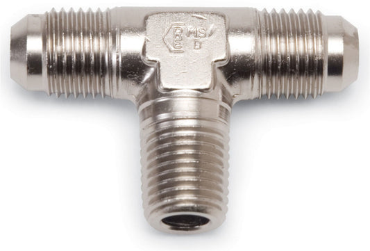 Fitting - Adapter Tee - 3 AN Male x 3 AN Male x 1/8 in NPT Male - Aluminum - Nickel Anodized - Each