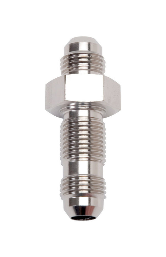 Fitting - Bulkhead - Straight - 6 AN Male to 6 AN Male Bulkhead - Aluminum - Nickel Anodized - Each