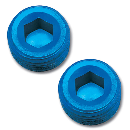 Fitting - Plug - 3/8 in NPT - Allen Head - Aluminum - Blue Anodized - Pair