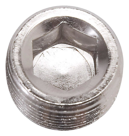 Fitting - Plug - 1/2 in NPT - Allen Head - Aluminum - Nickel Anodized - Each