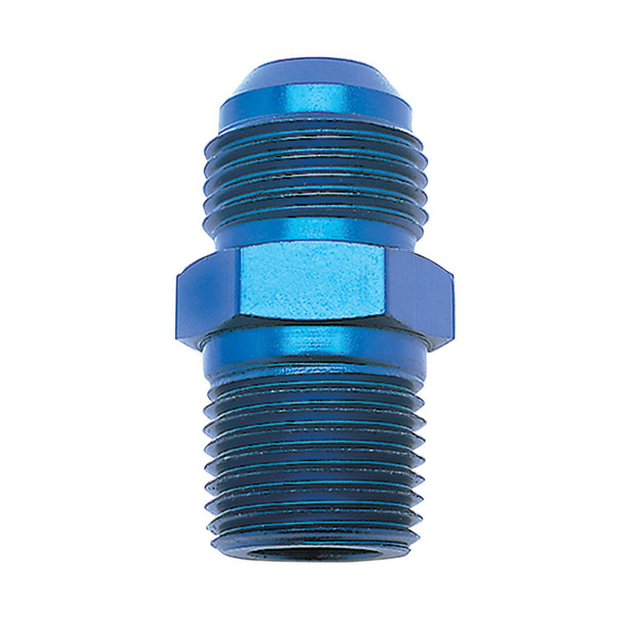 Fitting - Adapter - Straight - 10 AN Male to 3/8 in NPT Male - Aluminum - Blue Anodized - Each
