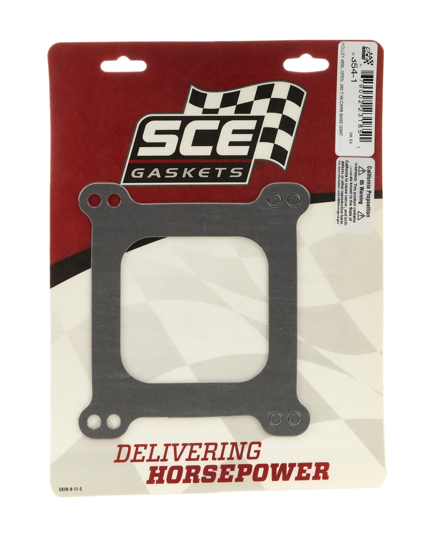 Carburetor Base Plate Gasket - 4-Barrel - Open - 0.063 in Thick - Composite - Square Bore - Each